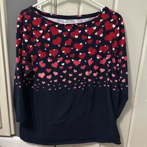 Talbots Navy Blue Heart Sweater 1X